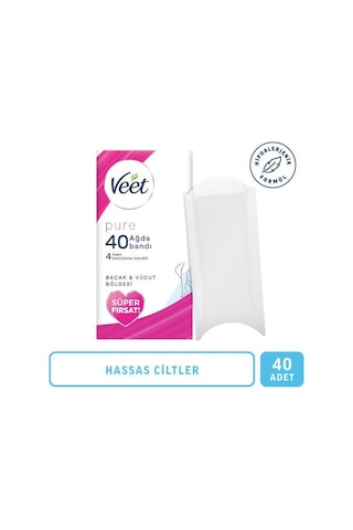 Veet Pure Hassas Ciltler İçin Bacak & Vücut Bölgesi Ağda Bandı 40'lı