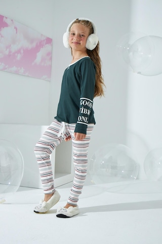 Kız Çocuk Uzun Kol Taytlı Yeşil Pijama Takımı C8t5n8o0 001