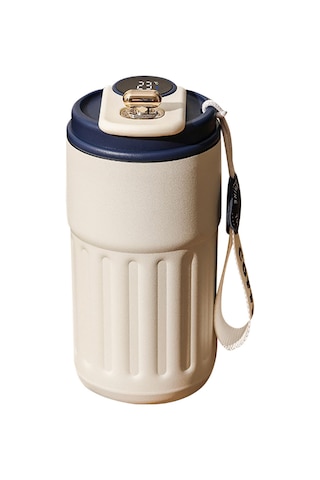 Yaozixa 450ml Akıllı Sıcaklık Ölçer Termos Bardak - 316 Çelik, 6-12 Saat Isı Saklama, Ev Ofis Araç Dışı Kullanım - Bulut Mavi