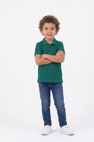 Nacar Store Unisex Çocuk Polo Yaka Kısa Kollu Lakost Tişört Okula Dönüş Zümrüt Yeşil