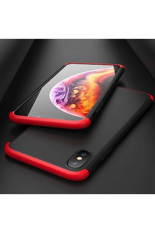 Apple Uyumlu iPhone Xs Max 6.5 Kılıf Zore Ays Kapak Siyah-Kırmızı
