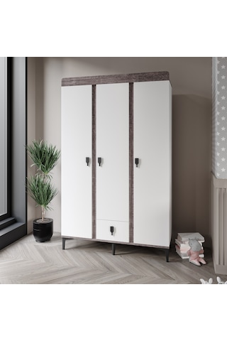 Afilli Rose 3 Kapaklı Tek Çekmeceli Dolap Beyaz Ve Berlin Renk