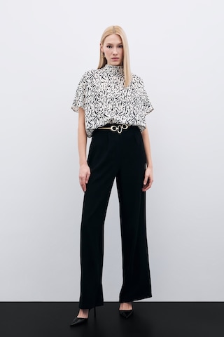 Sateen Yarasa Kol Desenli Bluz - Siyah-135740 Siyah