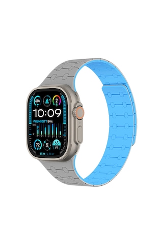 Watch 7 45mm Amazingthing Smoothie Sport Magnetik Tak Çıkar Silikon Strap Kayış Gri-mavi