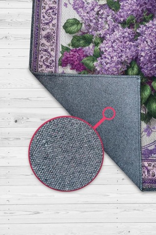 Homshtag Art Deco Leylak Çiçeği Vintage Halı Görünümlü Dijital Baskı Mor Halı,rustik Çiçekli Halı Çok Renkli