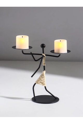 Simalend Mum İçin Metal Figürlü Şamdan 458077854 Siyah