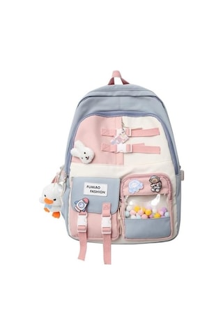 Yucama Sırt Çantası Omuz Çantası Ortaokul Öğrenci Okul Çantası Çok Bölmeli Büyük Kapasiteli Sırt Çantası - Blue Kırmızı - Gri