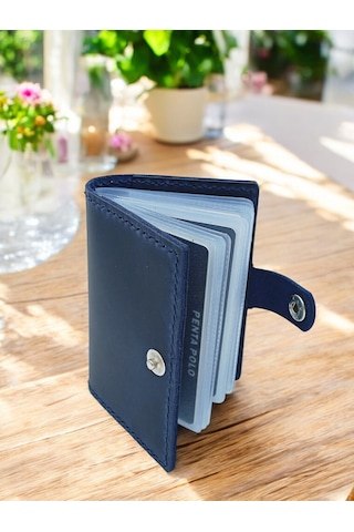 Cronder Hakiki Deri Şeffaf Bölmeli Kartlık Cüzdan