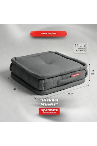 Xpermate Bisküvi Minder Petek Önü Fransız 45x45x14 Antrasit