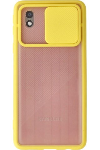 Galaxy A01 Core Kılıf Palm Buzlu Kamera Sürgülü Silikon - Sarı