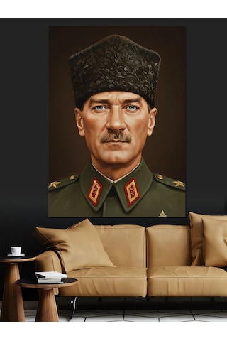 Ahşap Tablo Osmanlı Subayı Atatürk Askeri Portre Dekoratif Tablolar