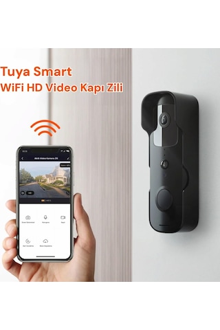 Yeco Bd-10 Akıllı Görüntülü Kapı Zili Hareket Sensörlü, Ip66, Wifi, Çift Yönlü Ses Siyah