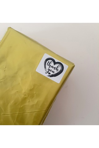 Kalp Desenli Teşekkür Etiketi - Thank You Sticker 30x40 - 100 Ad.