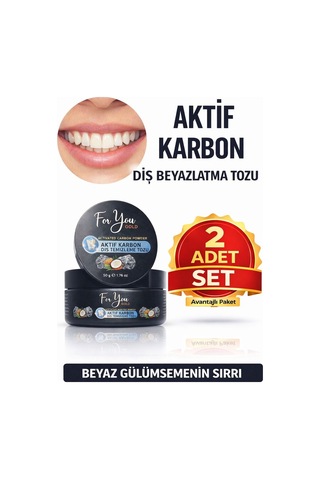 Aktif Karbon Diş Temizleme Tozu 50 Gr Extra Beyazlatıcı Diş Tozu + Nane 2adet