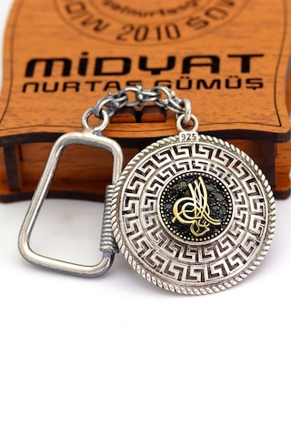 Tuğra İşlemeli 925 Ayar Gümüş Anahtarlık N11.15298