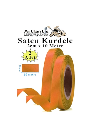 Turuncu Kurdele Saten 2 Cm 10 Metre 2 Adet Saten Kurdela Parlak Hediye Ve Süsleme Şeridi Süs Paketleme Çiçek Saç El