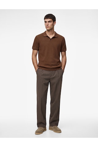Koton Regular Fit Kısa Kollu Pamuklu Fitilli Polo Yaka Tişört Kahverengi 6sam10069mk Kahverengi
