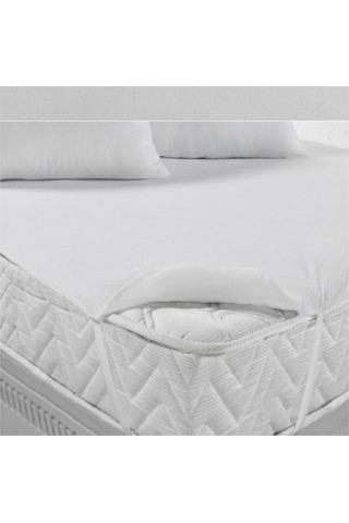 Evony Alez 200x200 Cm Pamuk Sıvı Geçirmez Yatak Koruyucu Alez Beyaz