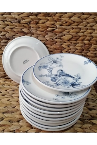 Güral Porselen Kuş Model 19 Cm 12 Adet Pasta Tabak