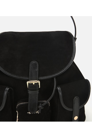 Hotiç Kadın Süet Deri Siyah Cepli Tokalı Sırt Çantası 03cah316410a100 03cah316410a100 Siyah