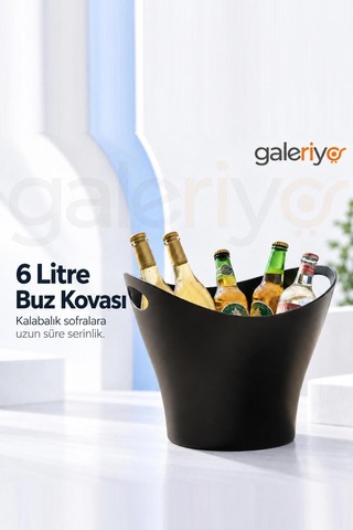 Galeriyo 6 Lt. İçecek Ve Buz Kovası Taşınabilir Sıyah Siyah