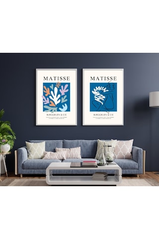Mavinin Büyüsü Matisse Duvar Tablosu Çerçeveli 2'li Set Siyah Renk 21 X 30 Boyut/ebat