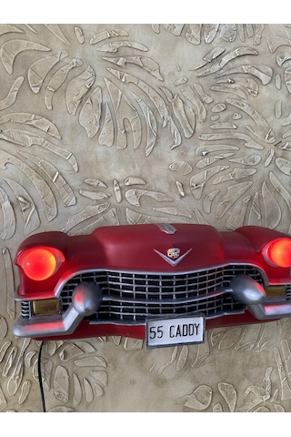 Isıklı Cadillac Duvar Obje Araba, Kırmızı