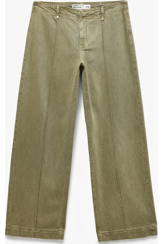 Koton Standart Bel Regular Fit Düğmeli Nervürlü Düz Paça Pantolon - Culotte Jeans Haki 7wal40044mw