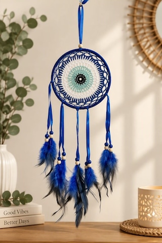Motifli Düş Kapanı Rüya Kapanı Dream Catcher Mavi Tüylü Bohem Duvar Süsü Bohem El Yapımı Düş Kapanı 53328104