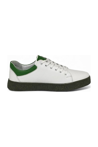 Catelli %100 Deri Ortopedik Erkek Rahat Günlük Sneaker Mevsimlik Taraftar Ayakkabı 40-44 Yeşil Beyaz