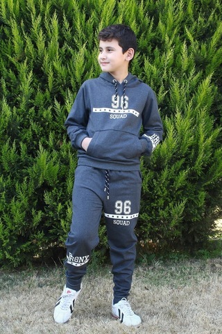 Fyk Kids 3'lü 96 Yazı Baskılı Kanguru Cepli Erkek Çocuk Takım Çok Renkli