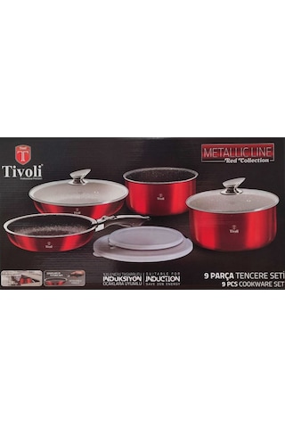 Tivoli Metallic Line İndüksiyon Kırmızı 9 Parça Tencere Takımı