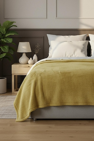 Pufina Tek Kişilik Tavşan Tüyü Dokulu Peluş Battaniye & Yatak Örtüsü 150x220 Safran