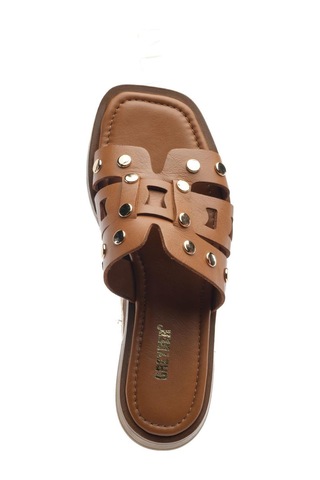 Greyder 59250 Taba Hakiki Deri Kadın Terlik -814 Taba