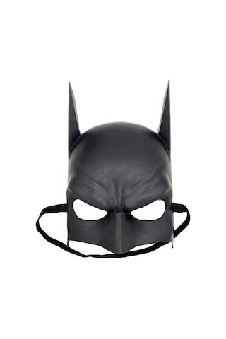 Siyah Renk Çocuk Boy Arkadan Lastikli Batman Maskesi A Kalite 20x14 Cm