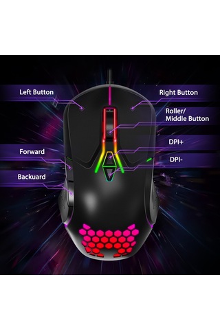 Onıkuma Cw902 Rgb Aydınlatma Kablolu Fare Siyah Diğer