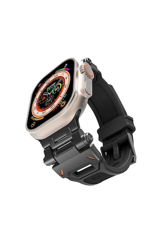 Mobilteam Watch 7 45mm Clo- Krd-108 Metal Başlıklı Silikon Kordon-siyah