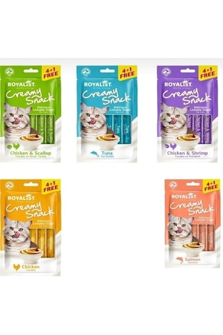Royalist Creamy Snack 75 Gr Kedi Ödül Maması 5'li Set