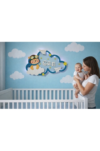 Ayıcık Bebek Odası Kapı Süsü Beyaz