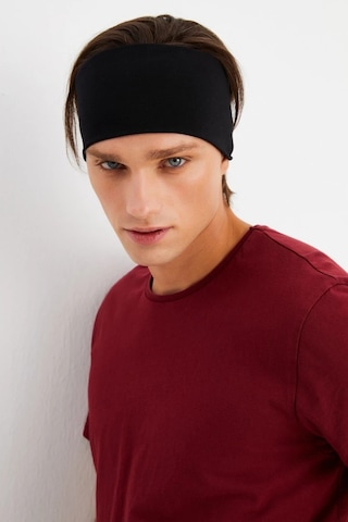 Erkek Pamuklu Penye Kaymaz Ultra Hafif Spor Geniş Saç Bandı Bandana - Tek Ebat / Siyah Siyah