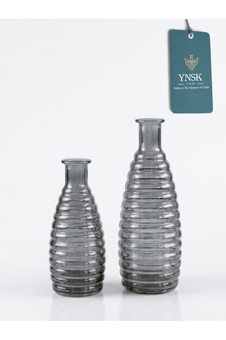 2 Li Minimalist Cam Vazo Seti Dekoratif Modern Masa Üstü Vazo Çiçeklik Füme