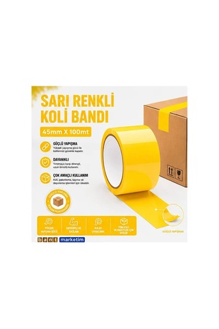 Sarı Renkli Koli Bandı 45mm X 100mt Bant Marketim 1