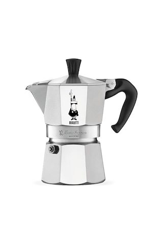 Moka Express: 3 Cups Ocak Üstü Espresso Pişirici - 130ml - Gümüş Renk - Alüminyum Gövde - Patentli Güvenlik Val
