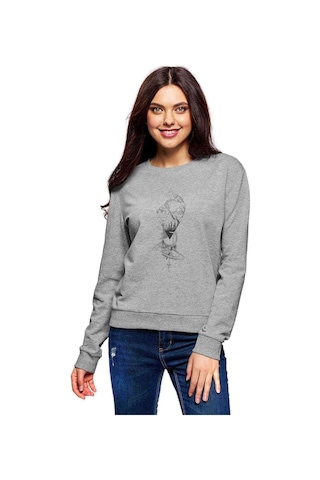 Art Dönence Baskılı Gri Kadın Sweatshirt