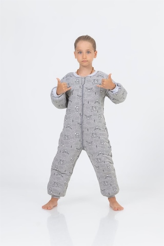Cantoy Kız Erkek Çocuk Kalın Elyaf Dolgulu Premium Kalite 2.5 Tog Desenli Uyku Tulumu Gri Melanj