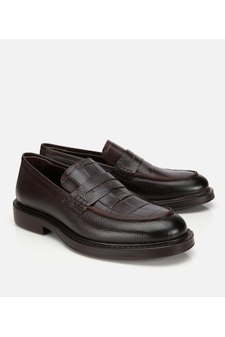 Hotiç Erkek Deri Kahverengi Kroko Detaylı Klasik Loafer 02ayh315320a480 02ayh315320a480 Kahverengi