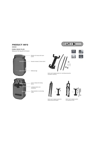 Ortlieb Fork Pack Qls Montaj Seti Adaptör Sistemi F235 Açık Mavi - Mavi - Siyah