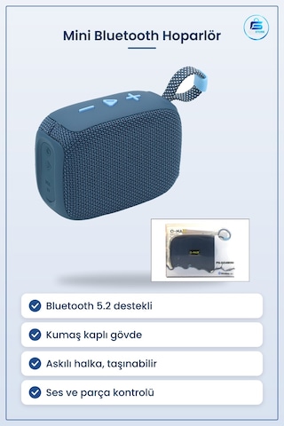 Bluetooth 5.2 Mini Hoparlör Müzik Çalar Kablosuz Taşınabilir Kuma