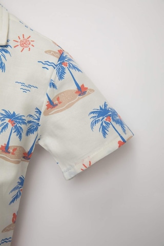 DeFacto Erkek Bebek Apaş Yaka Twill Palmiye Desenli Kısa Kollu Gömlek C9193A524SMER42 Ekru