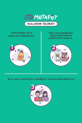 Metapet Kedi Köpek Kıtık Açıcı Kolay Tarama Spreyi Tüy Dökülmesi Karşıtı 150 ML